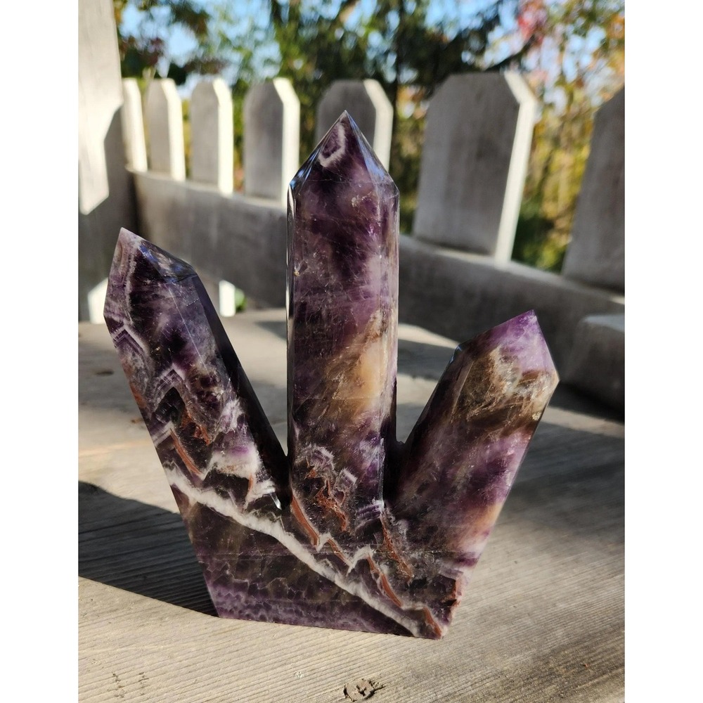 Triple Dream Amethyst Tower, Chevron Amethyst Towers, Vibrant Purples